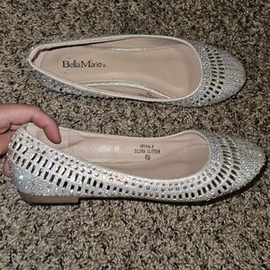 Bella Marie silver glitter sparkly women's flats shoes wedding